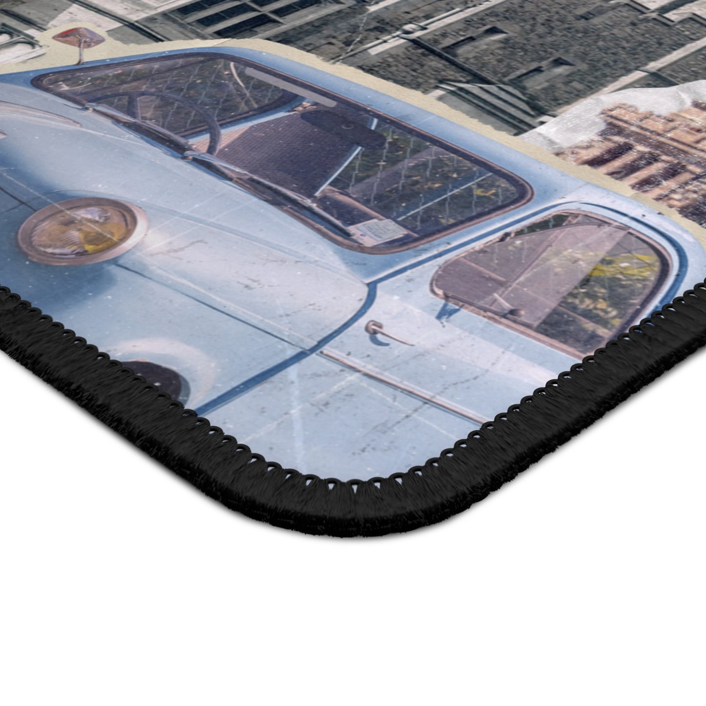Vintage Wanderlust Mouse Pad – 9x7 Neoprene Desk Mat with Retro Travel Collage Design