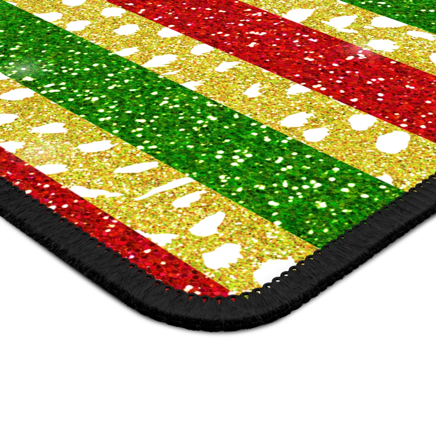 Christmas Glitter Stripes Mouse Pad