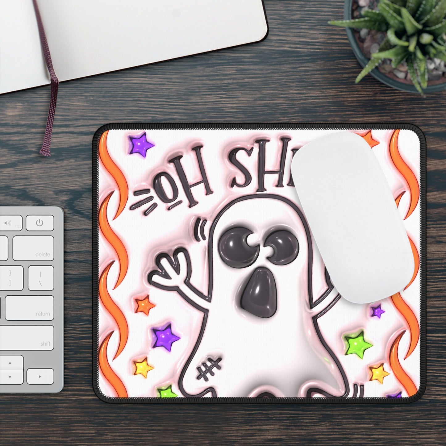 Oh Sheet Mouse Pad – 9x7 Neoprene Desk Mat with Funny Ghost and Halloween Design