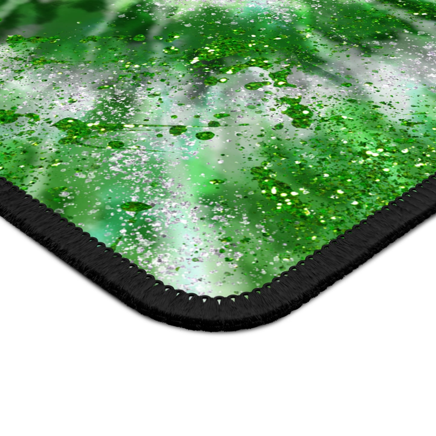 Green Tie-Dye Glitter Mouse Pad – 9x7 Neoprene Desk Mat with Spiral Design