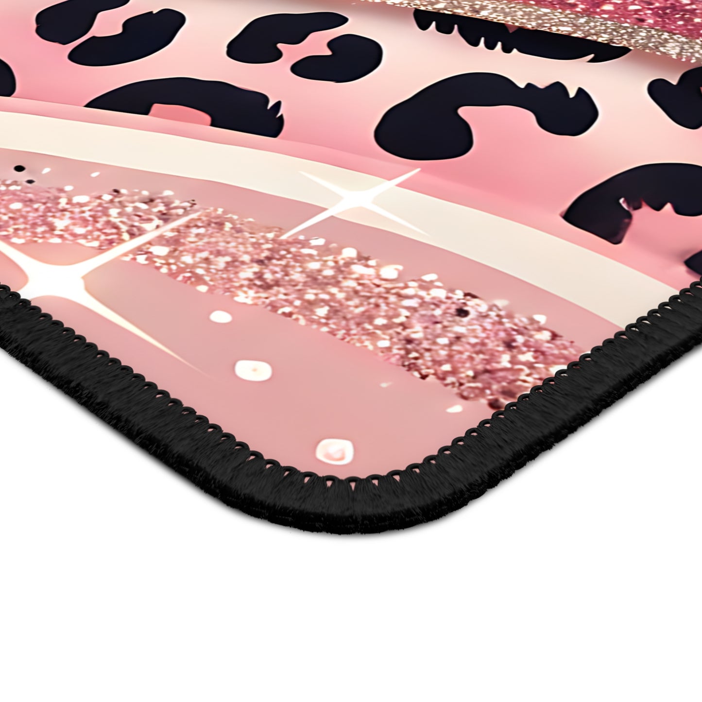 Blush Pink Leopard Glitter Mouse Pad