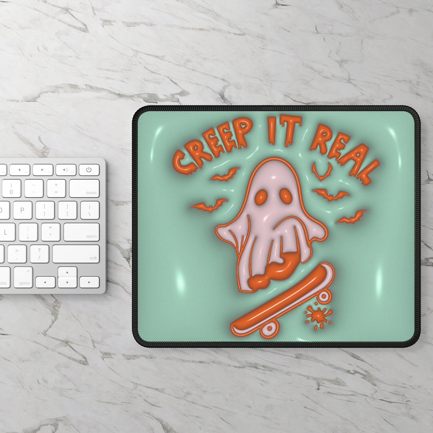 Creep It Real Mouse Pad – 9x7 Neoprene Desk Mat with Skater Ghost and Halloween Design Keep your cool (a