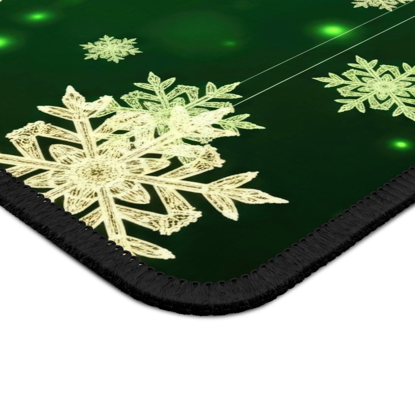 Emerald Glow Snowflake Christmas Mouse Pad