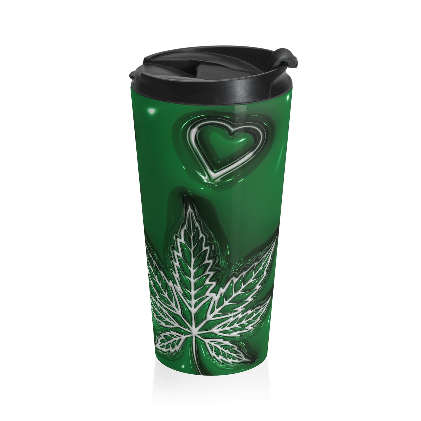 Emerald Leaf Stainless Steel Travel Mug – 15oz