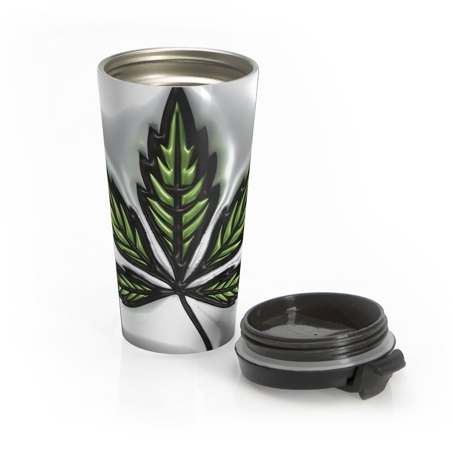 Neon Leaf Stainless Steel Travel Mug – 15oz