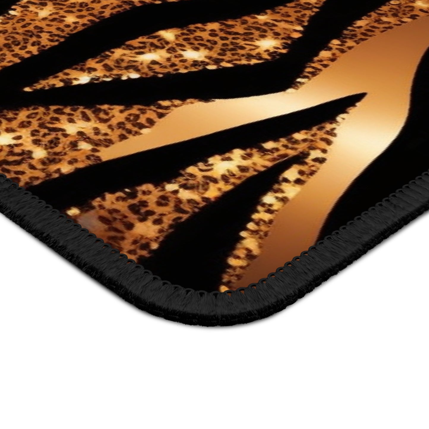 Golden Safari Mouse Pad – 9x7 Neoprene Desk Mat with Luxe Zebra and Leopard Print Design