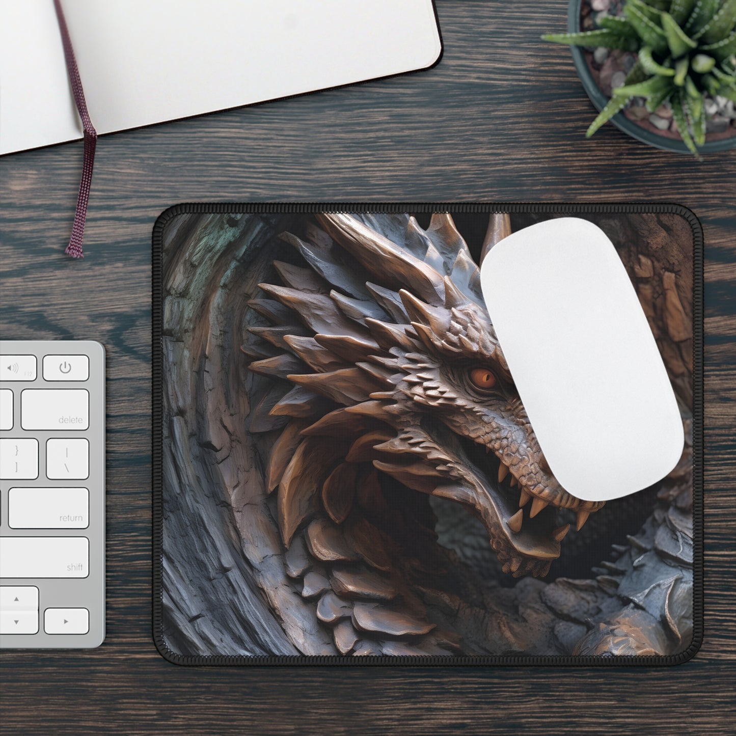 Emberfang Dragon Mouse Pad – 9x7 Neoprene Desk Mat with Fierce Fantasy Beast Design