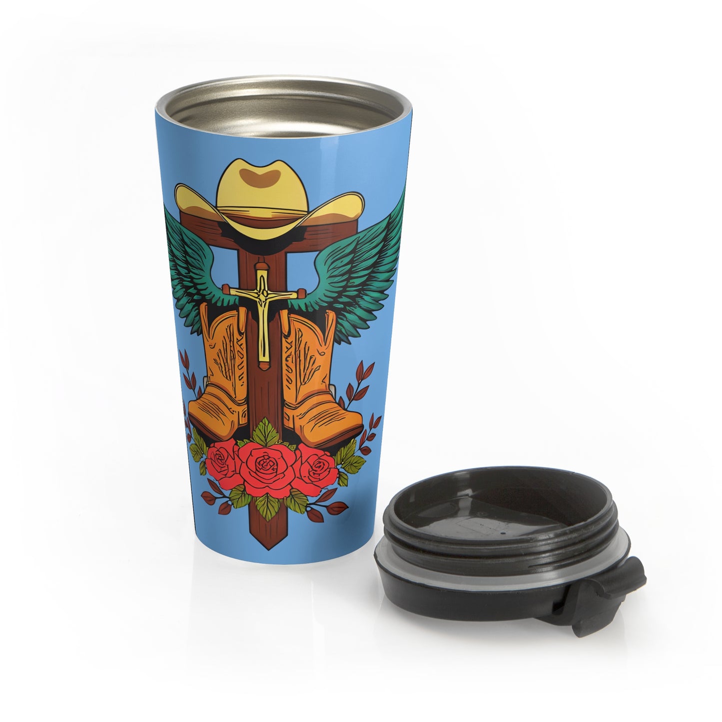 Cowboy Faith Mug – 15oz Stainless Steel Travel Cup