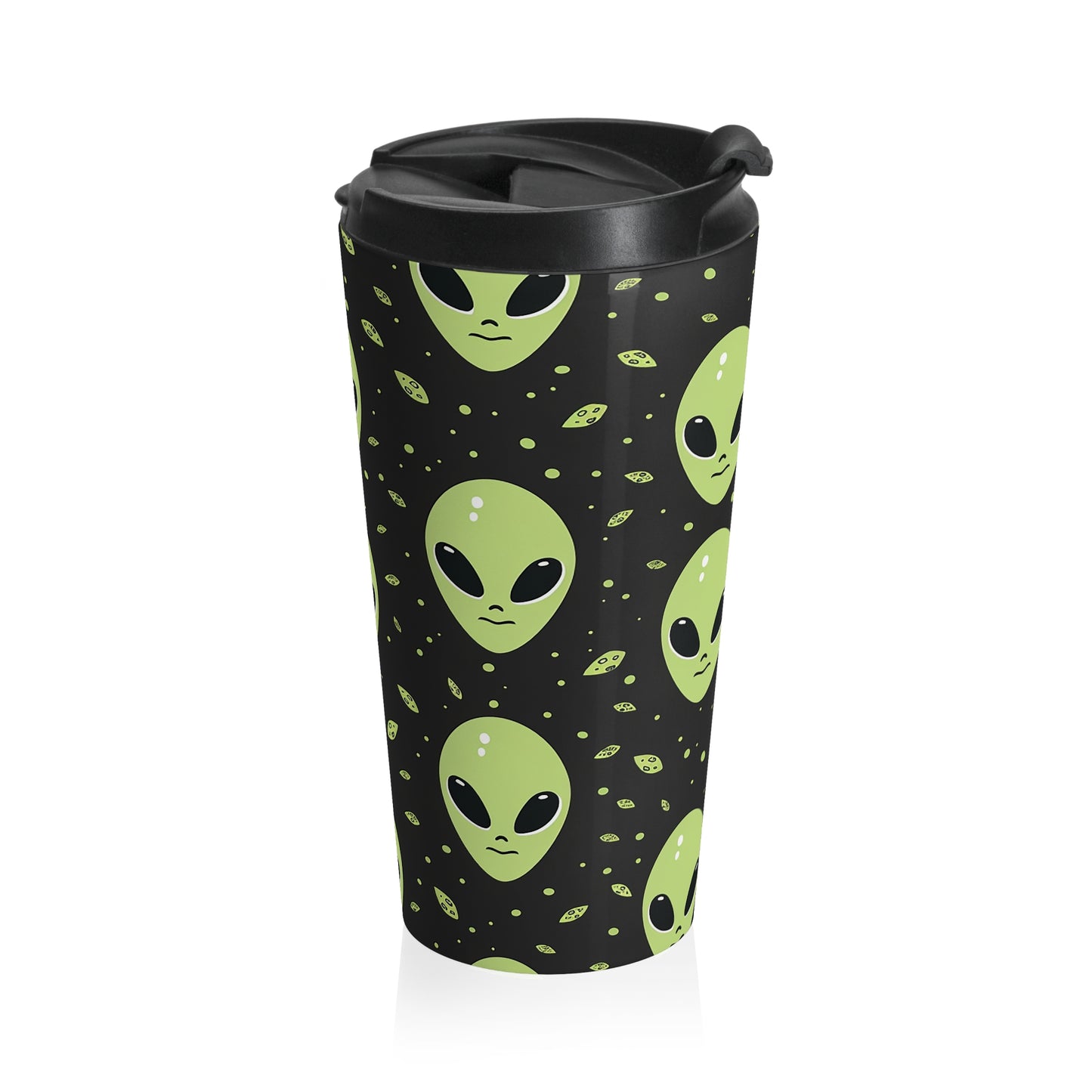 UFO Alien Pattern Stainless Steel Travel Mug – 15oz