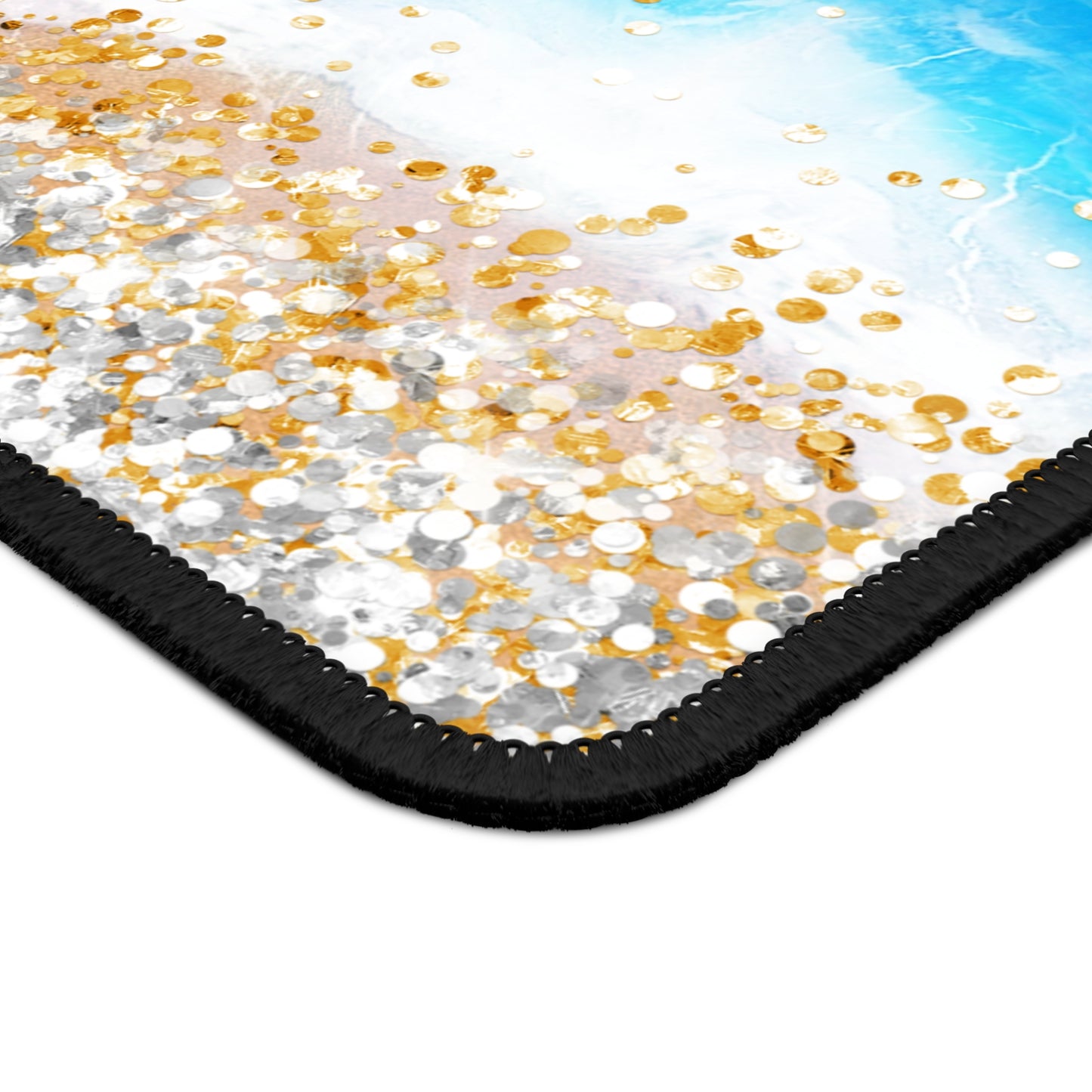 Ocean Glitter Dreams Mouse Pad – 9x7 Neoprene Desk Mat with Sparkling Beach and Wave Design