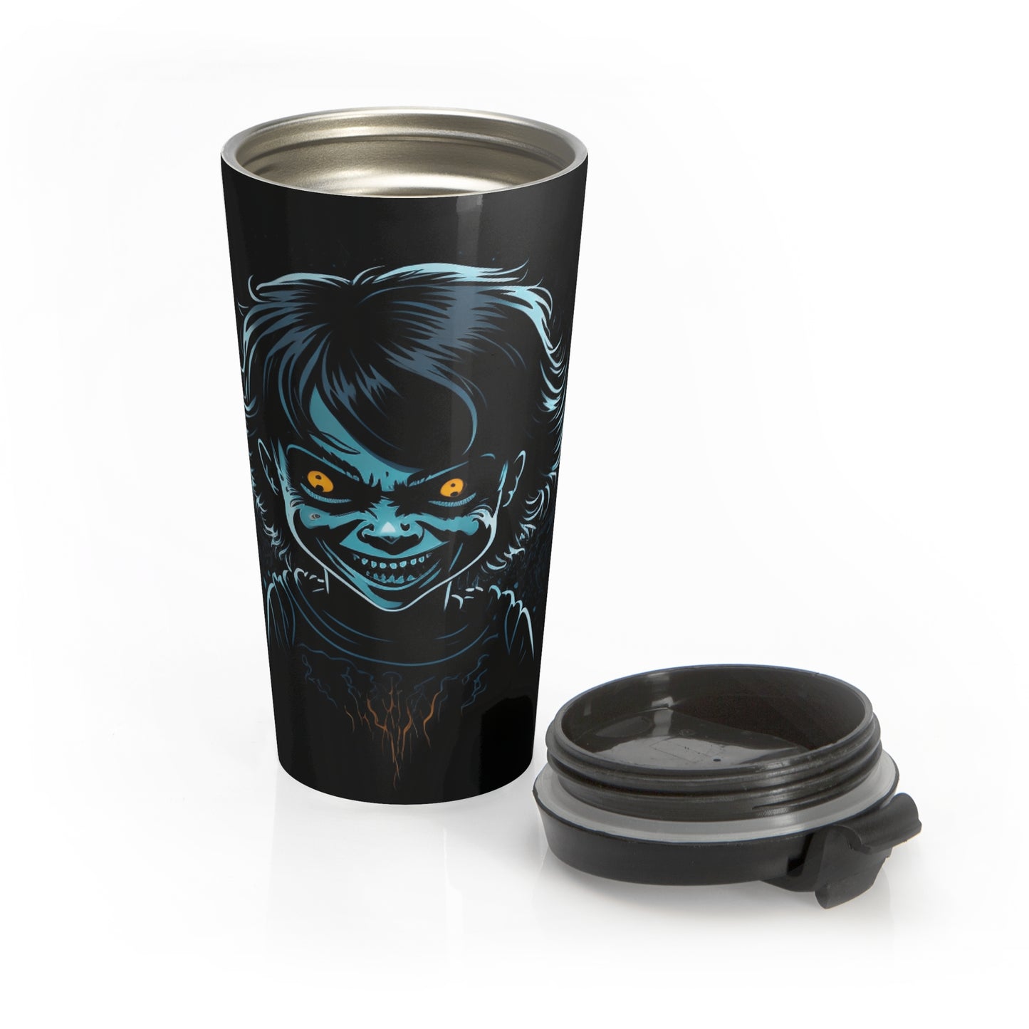 Possessed Smile Stainless Steel Travel Mug – 15oz