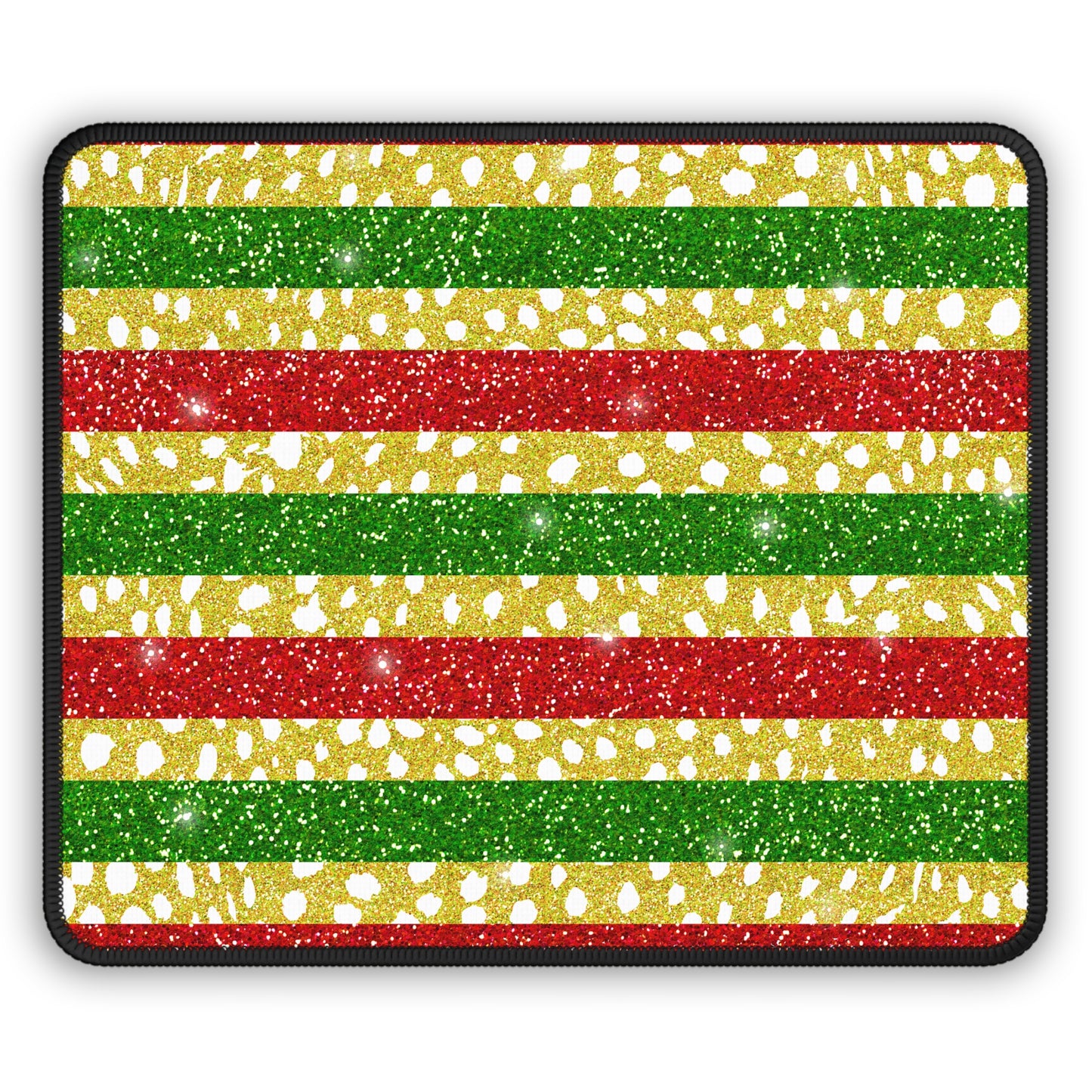 Holiday Glitter Stripes Mouse Pad – 9x7 Neoprene Desk Mat for Festive Workspaces