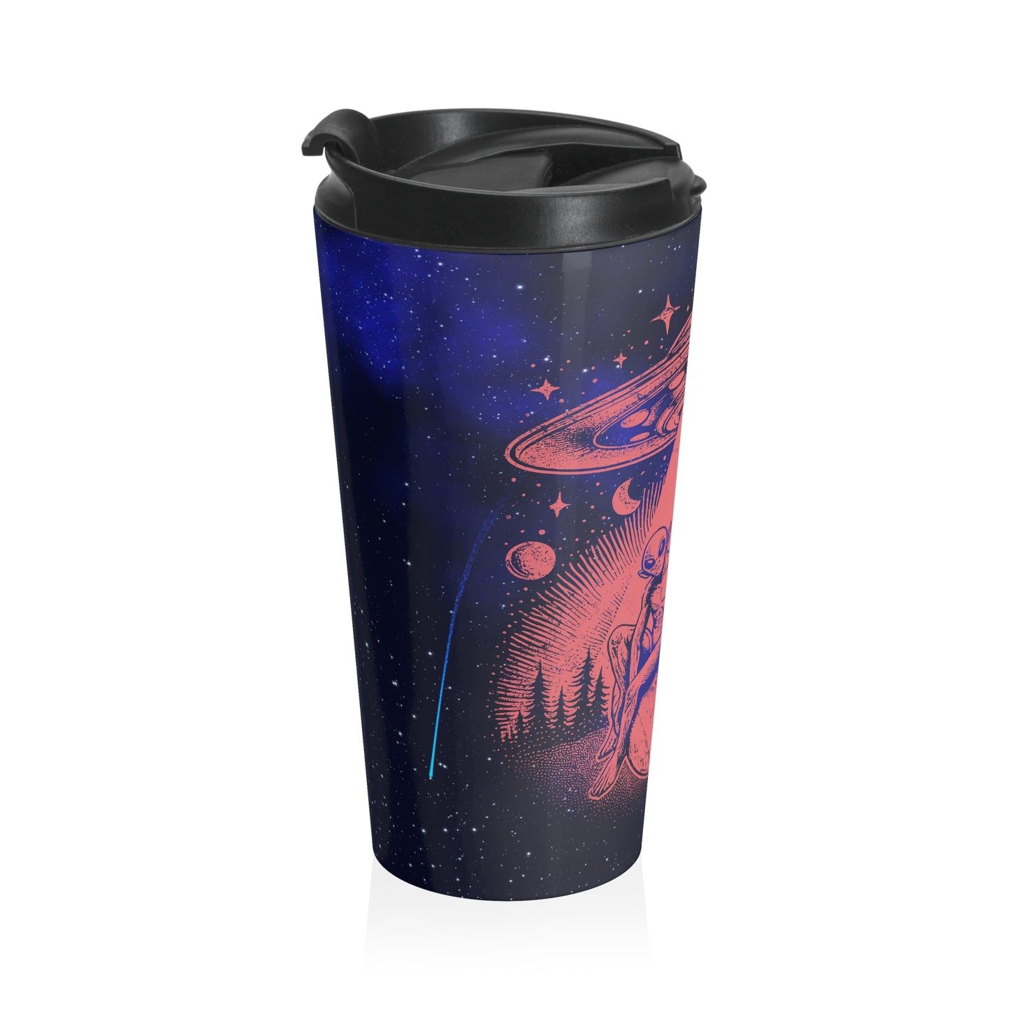 Alien and Bigfoot UFO Stainless Steel Travel Mug – 15oz