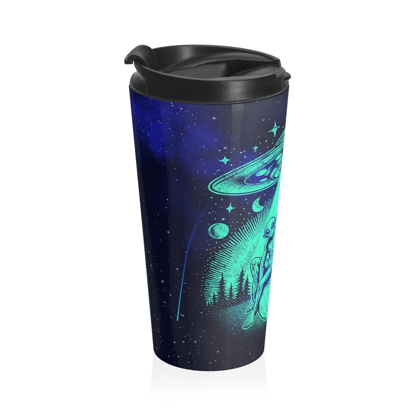 Alien and Bigfoot UFO Stainless Steel Travel Mug – 15oz