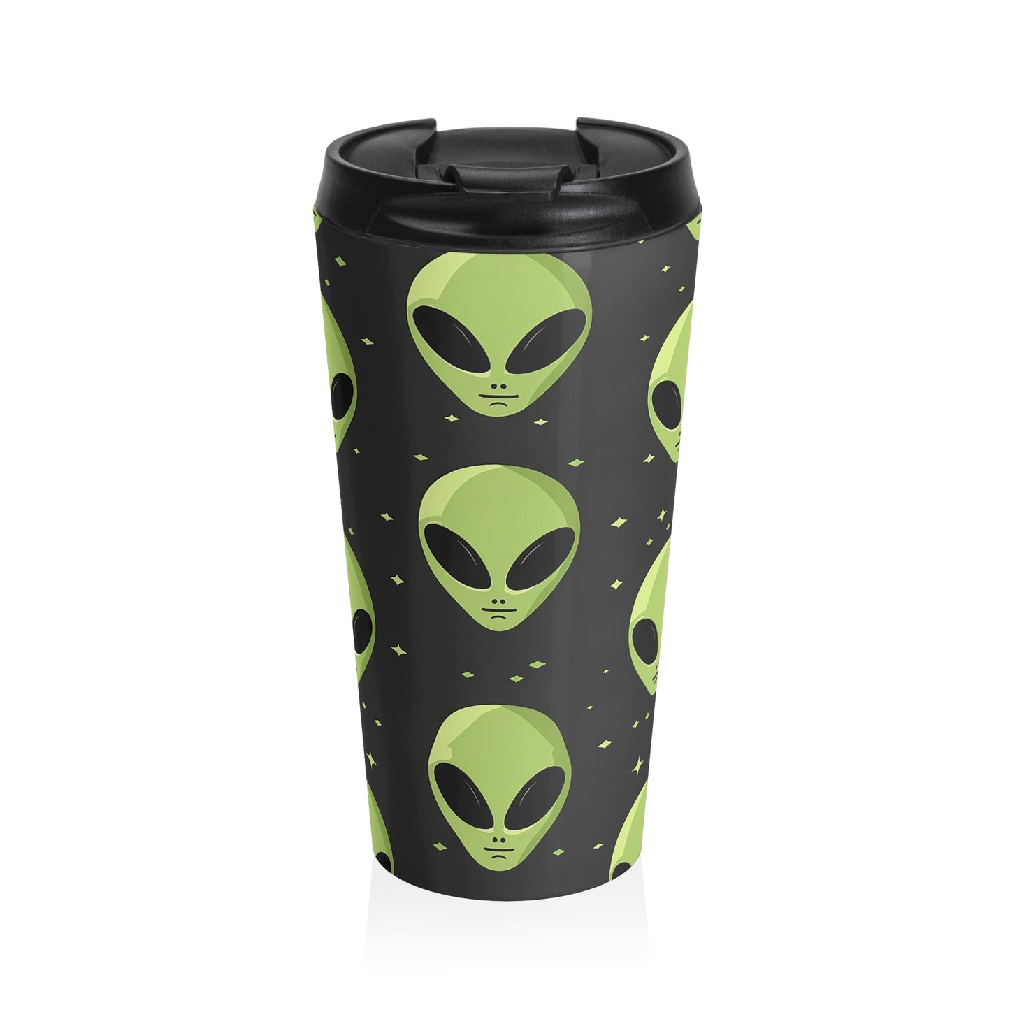 Neon Alien Head Stainless Steel Travel Mug – 15oz