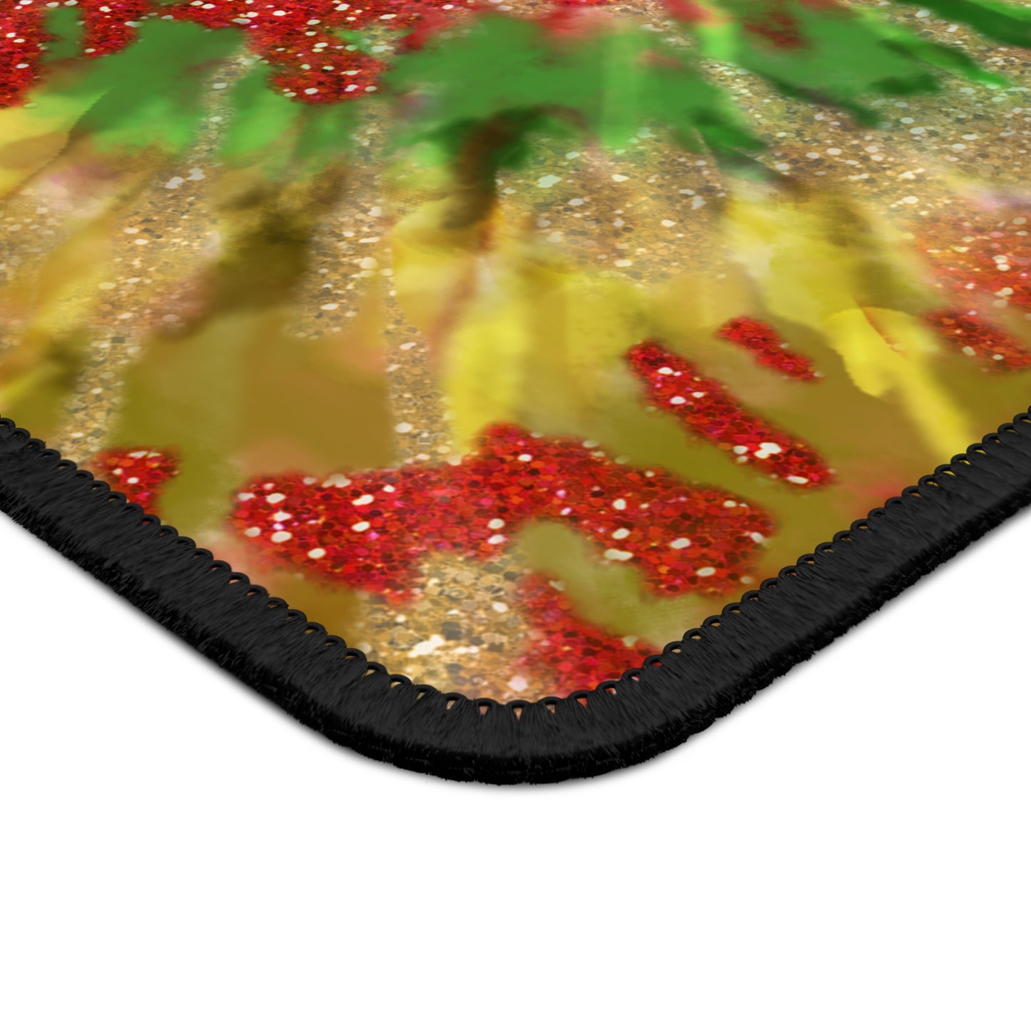 Golden Christmas Tie-Dye Mouse Pad – 9x7 Neoprene Desk Mat with Red, Green, and Gold Spiral Design