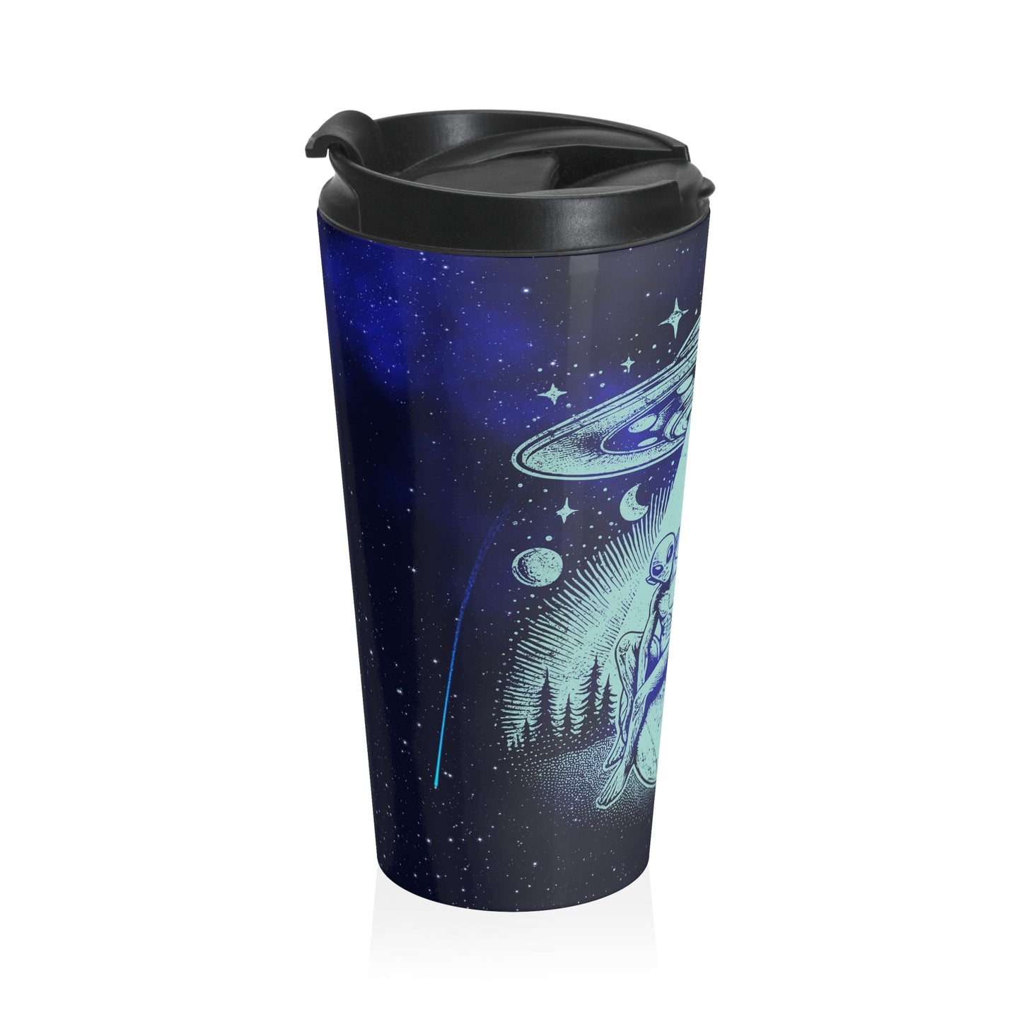 Alien and Bigfoot UFO Stainless Steel Travel Mug – 15oz