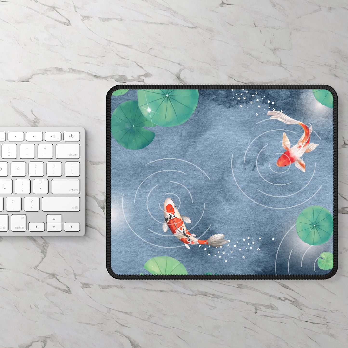 Tranquil Koi Pond Mouse Pad – 9x7 Neoprene Desk Mat with Serene Water and Lotus Design