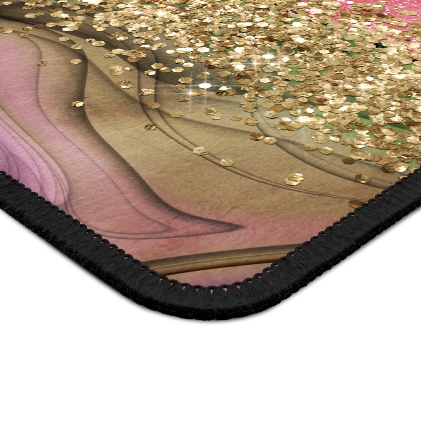 Holiday Camper Mouse Pad – 9x7 Neoprene Desk Mat with Red and Gold Glitter Design