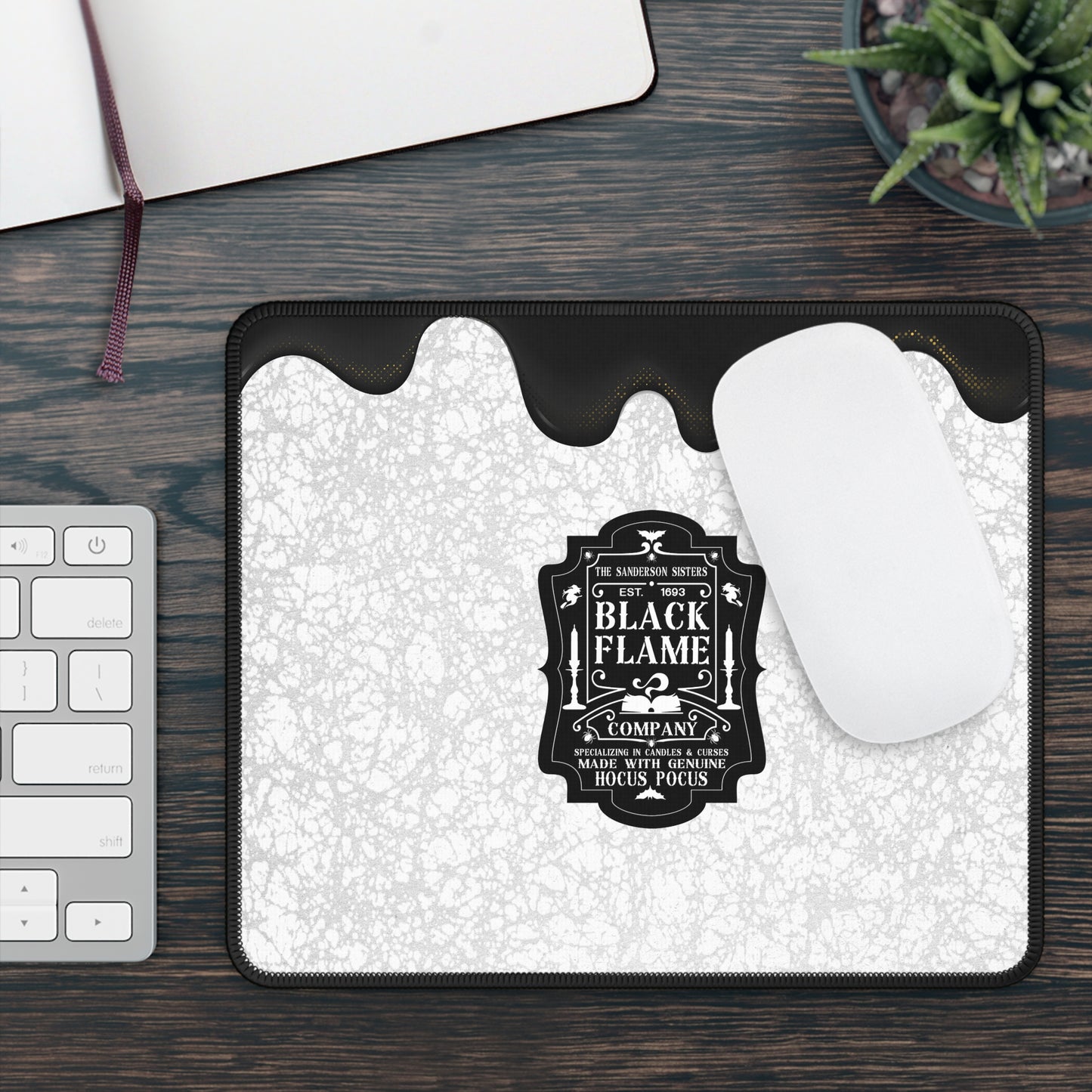 Black Flame Company Marble Edition Gaming Mouse Pad – 9x7 Neoprene Desk Mat for Gamers and Witchy Workspaces