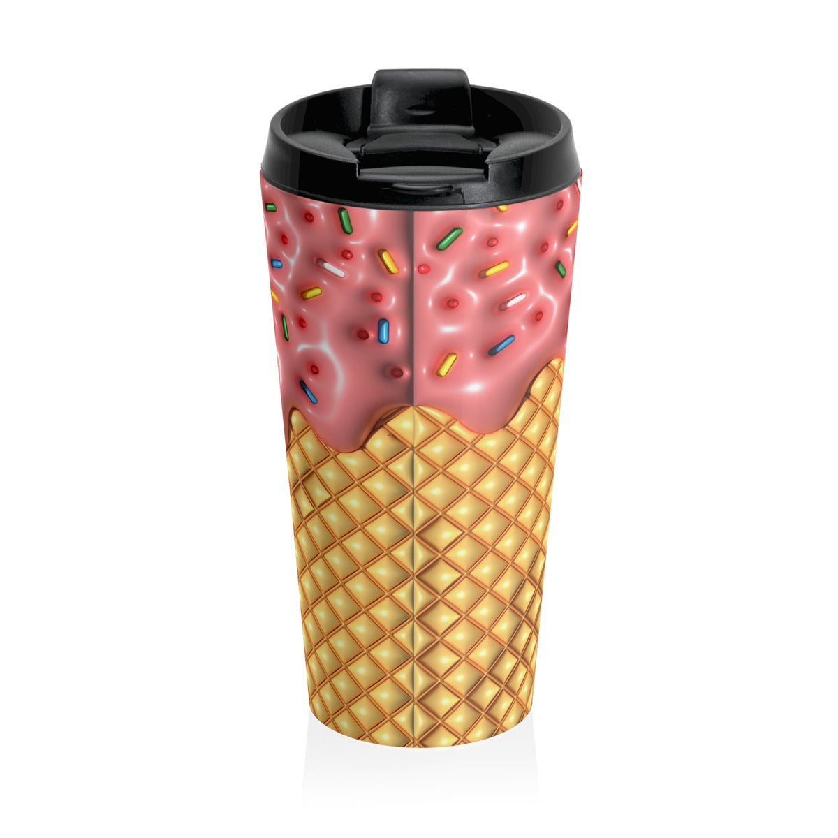 Strawberry Sprinkle Cone Stainless Steel Travel Mug