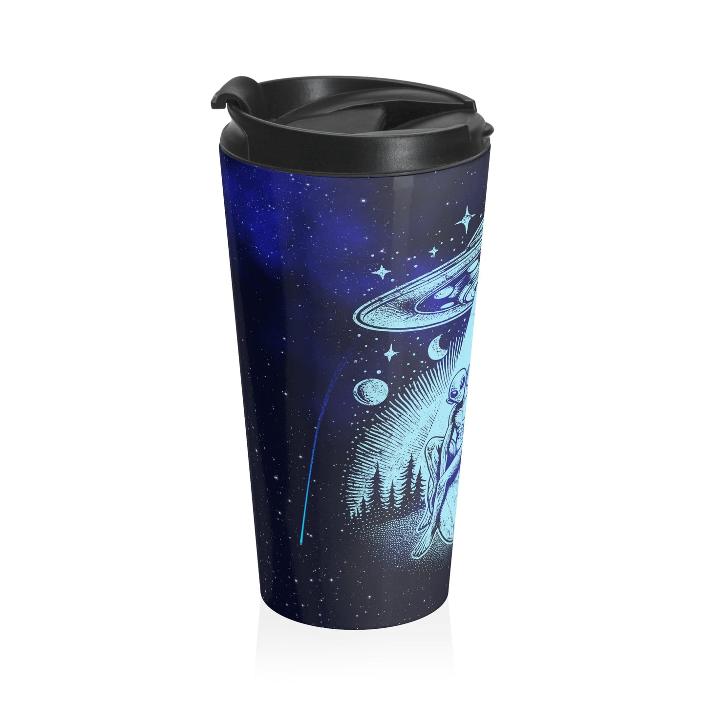 Alien and Bigfoot UFO Stainless Steel Travel Mug – 15oz
