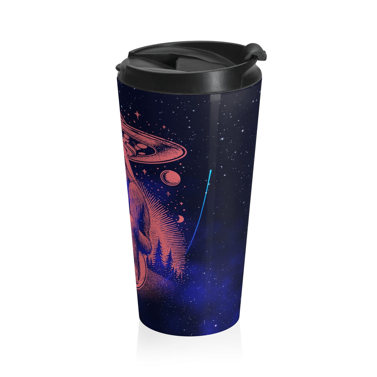 Alien and Bigfoot UFO Stainless Steel Travel Mug – 15oz