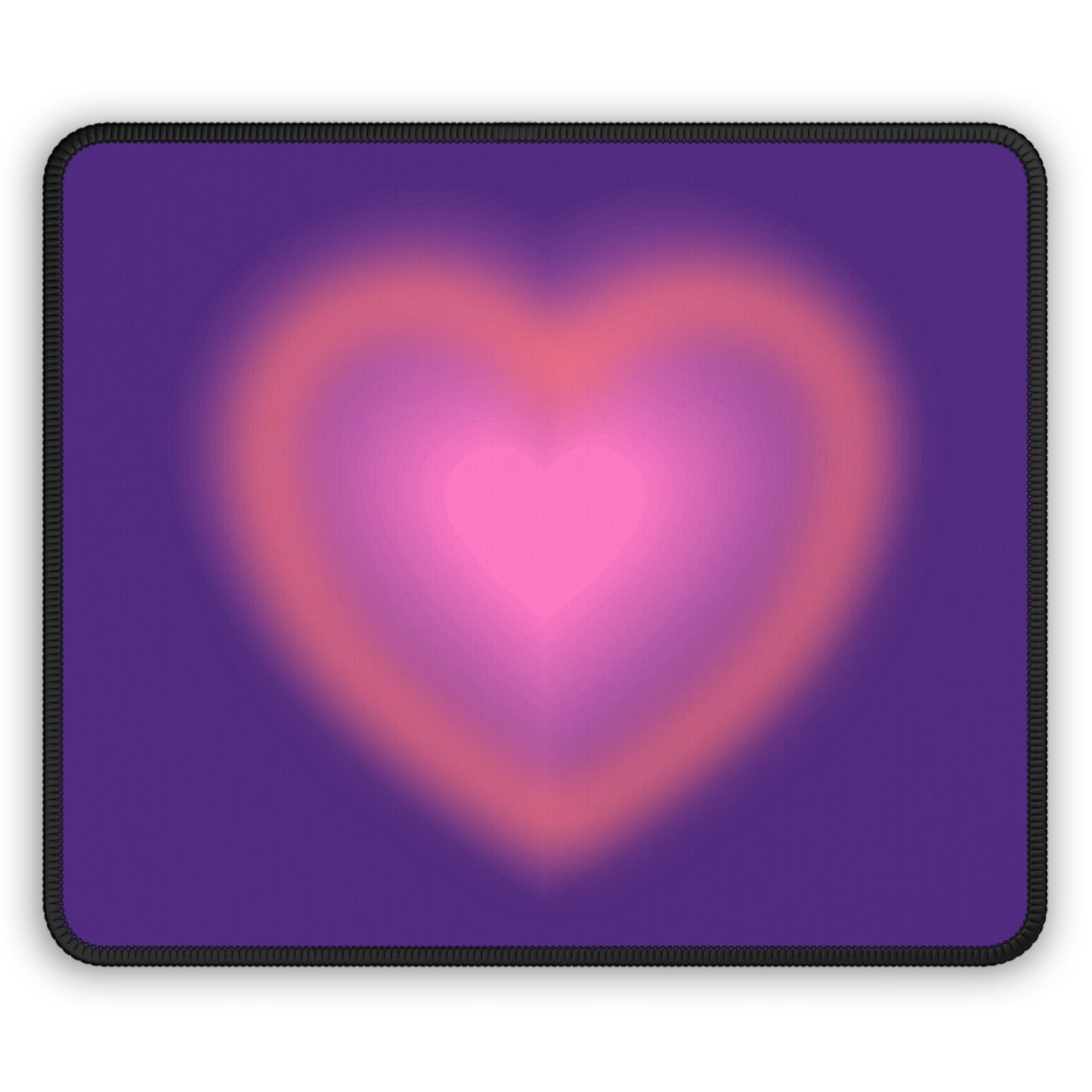 Radiant Heart Mouse Pad – 9x7 Neoprene Desk Mat with Glowing Pink and Purple Design