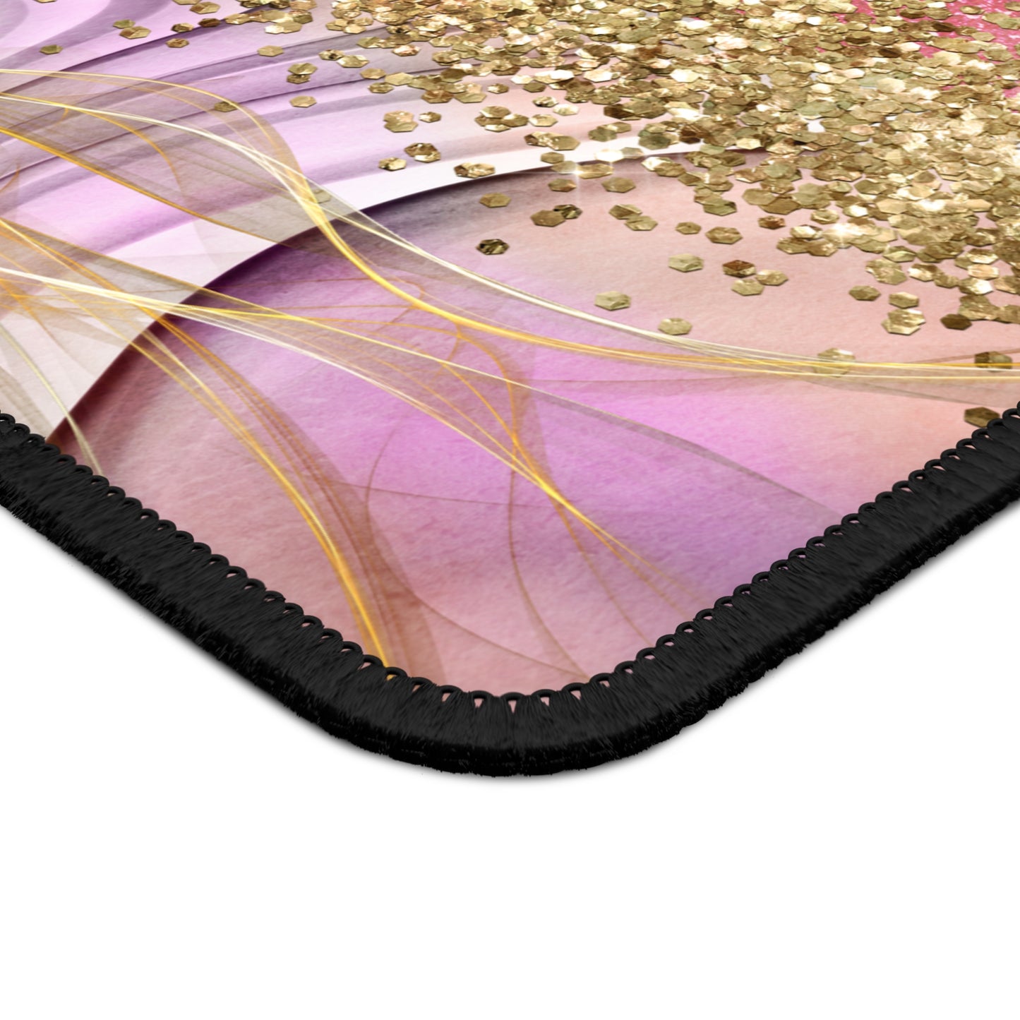 Christmas Camper Mouse Pad – 9x7 Neoprene Desk Mat with Red and Gold Glitter Design