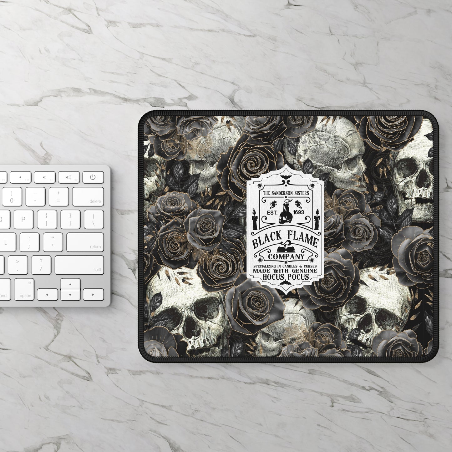 Black Flame Company Halloween Gaming Mouse Pad – 9x7 Neoprene Desk Mat for Gamers and Witchy Workspaces