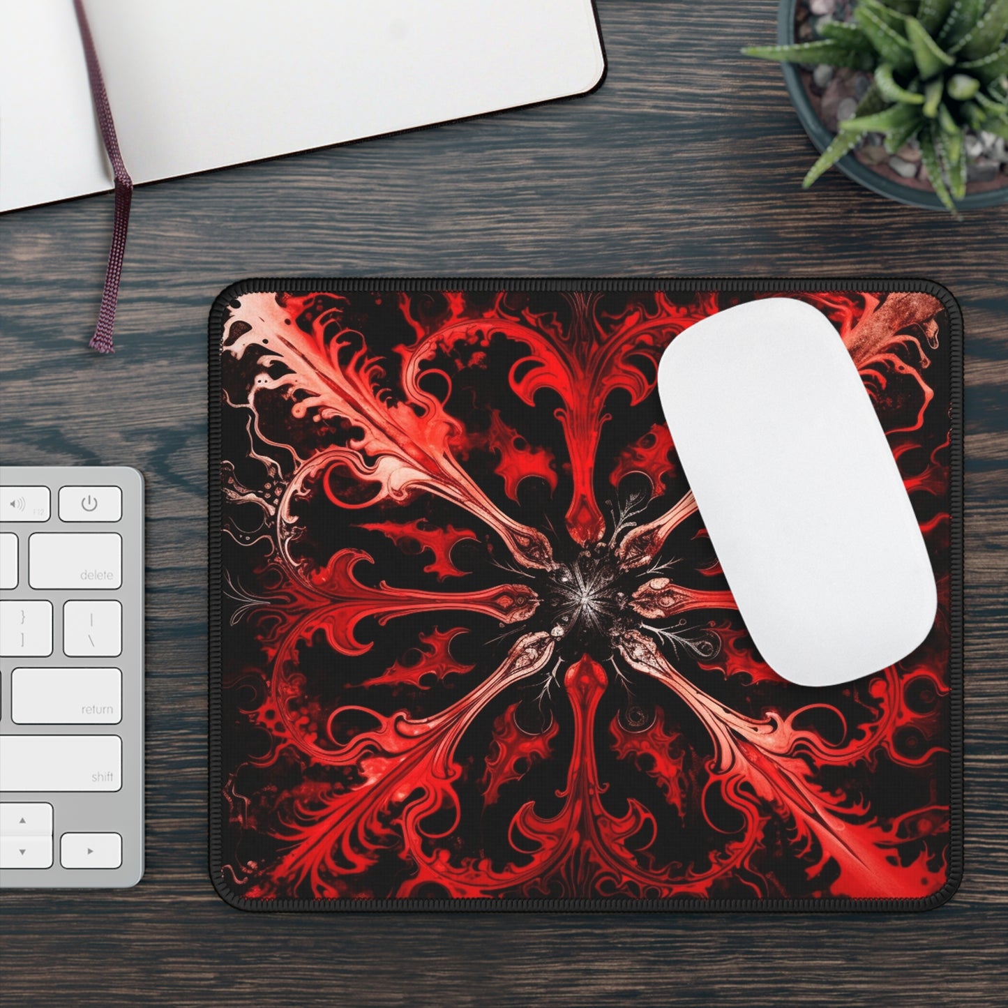 Infernal Bloom Gaming Mouse Pad – 9x7 Neoprene Desk Mat for Gamers and Dark Art Lovers 🔥💀🌹