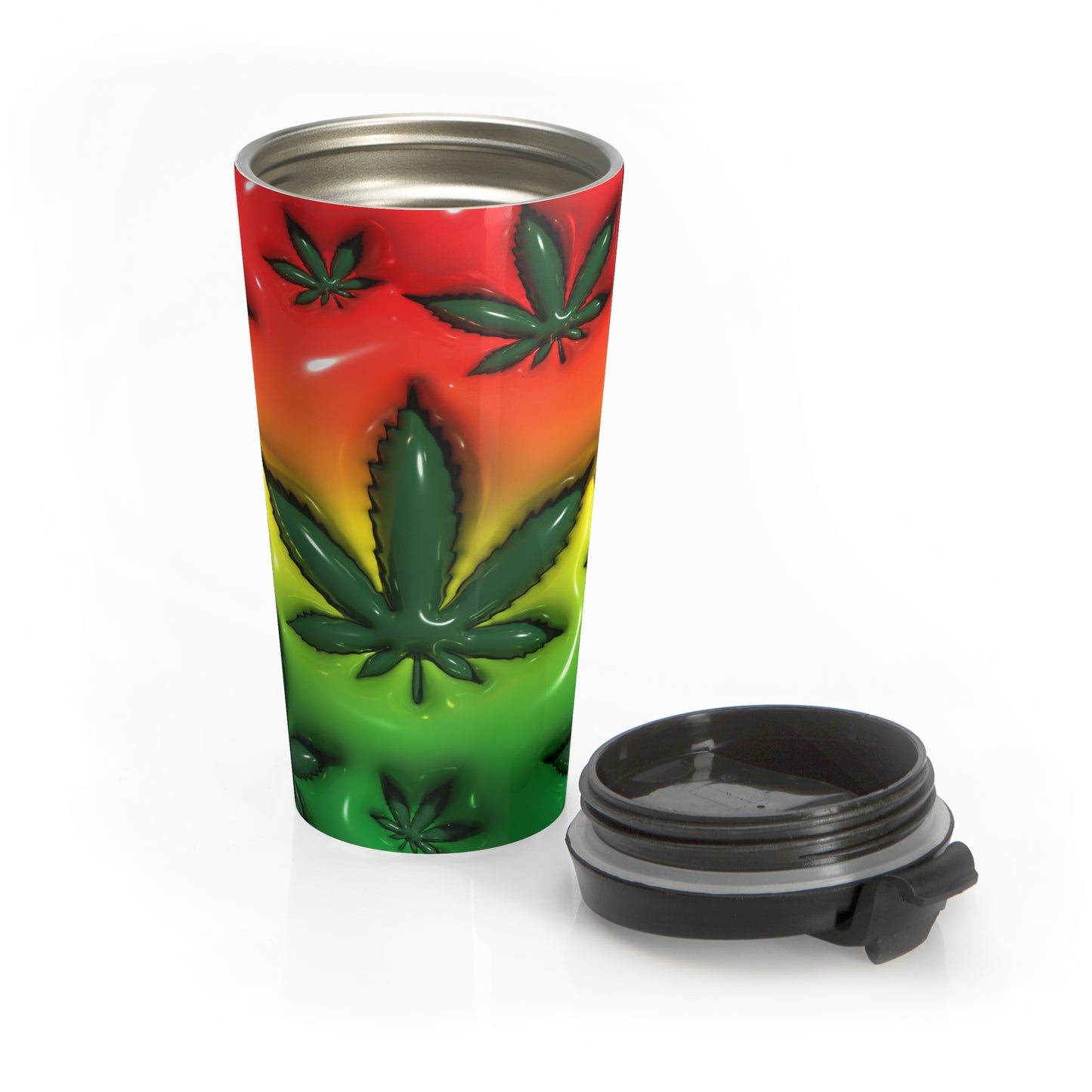Rasta Leaf Stainless Steel Travel Mug – 15oz