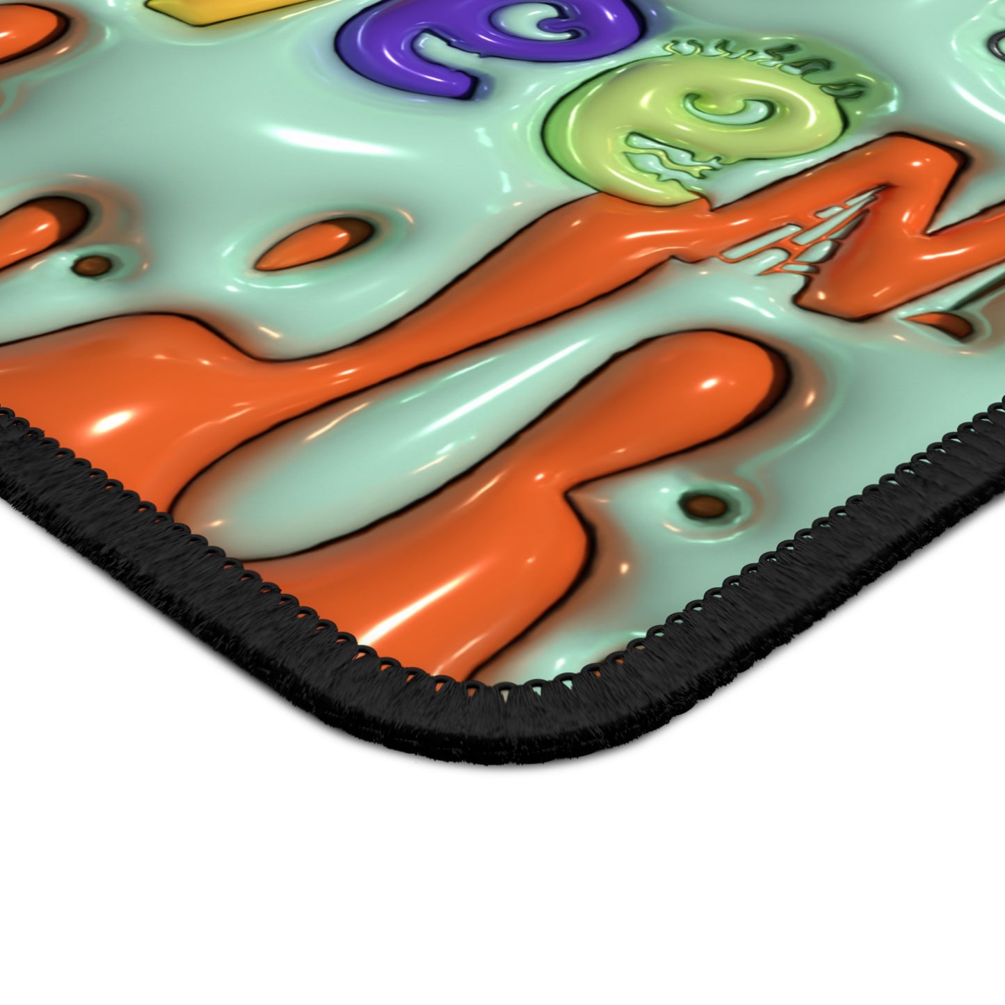 Happy Halloween Mouse Pad – 9x7 Neoprene Desk Mat with Cute Ghost and Colorful Drip Design