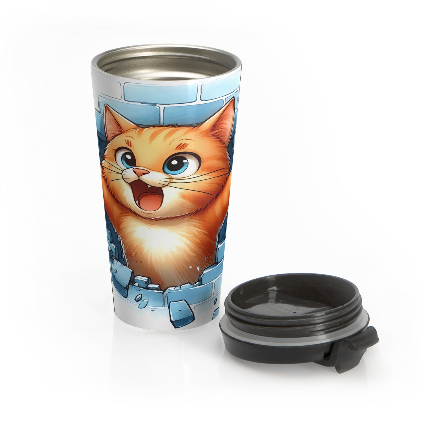 Happy Cat Mug – 15oz Stainless Steel Travel Cup