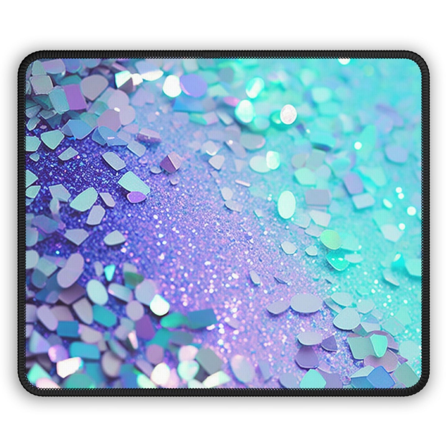Aqua Prism Mouse Pad – 9x7 Neoprene Desk Mat with Iridescent Glitter and Holographic Sparkle Design