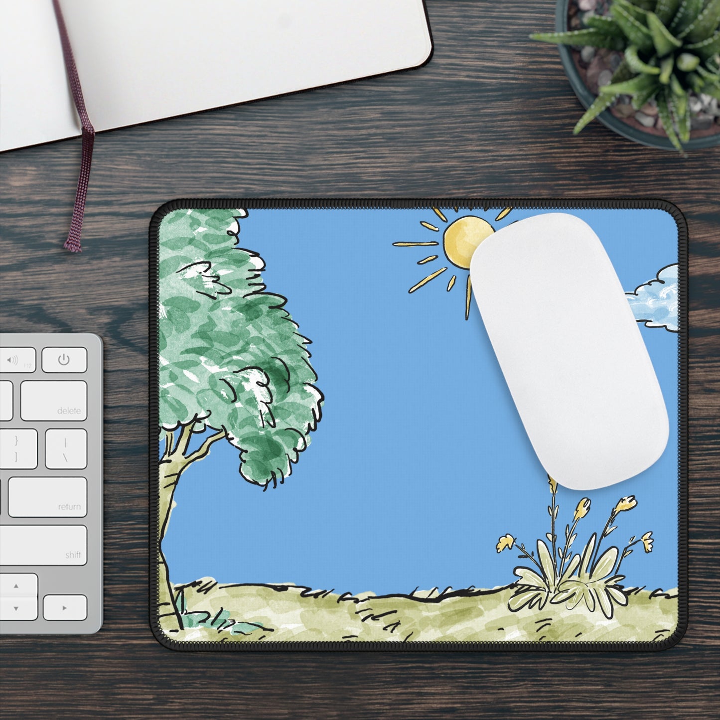 Sunny Day Mouse Pad – 9x7 Neoprene Desk Mat with Peaceful Nature Design