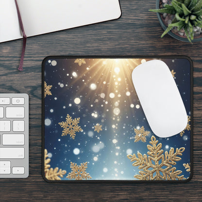 Golden Snowflake Winter Wonderland Mouse Pad
