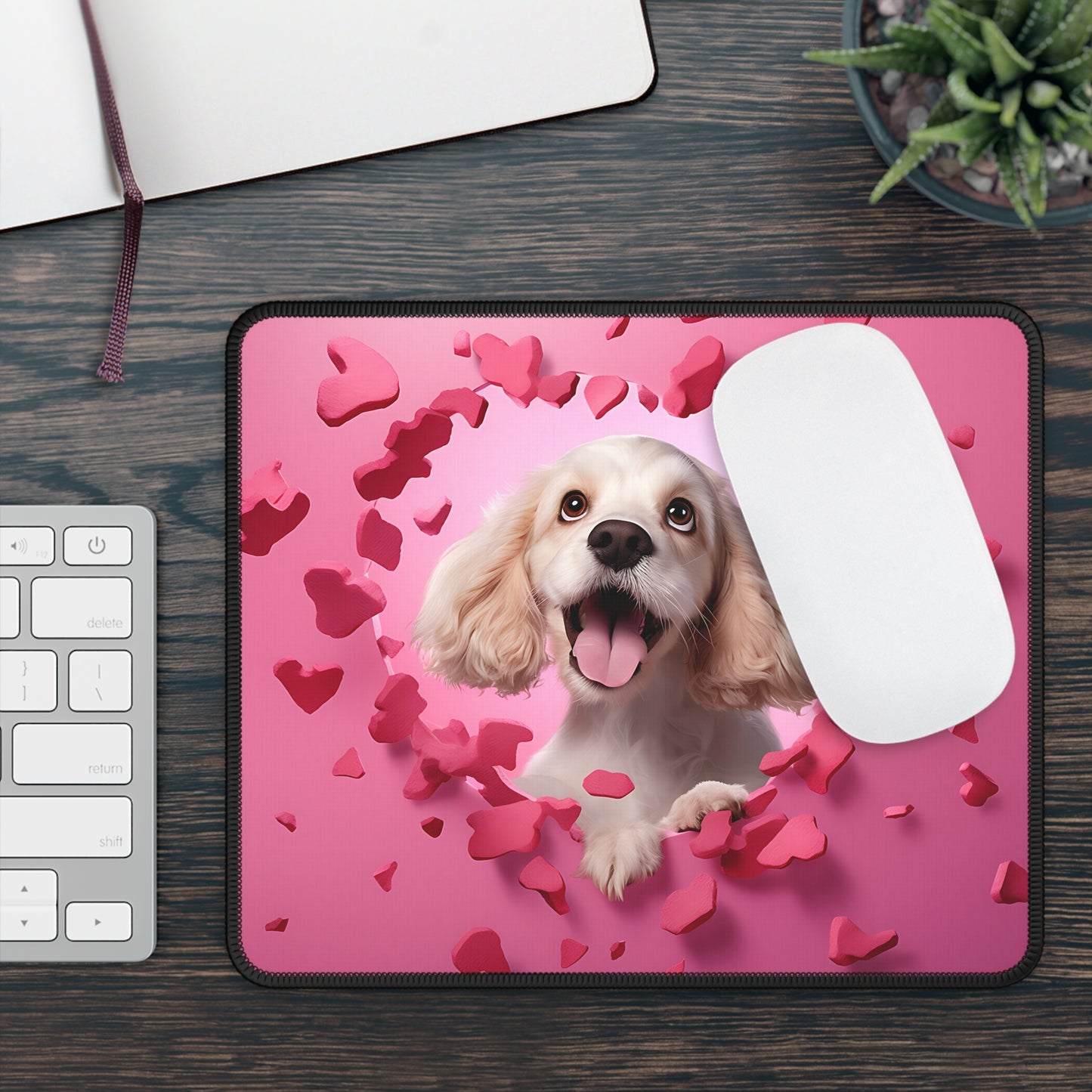 Puppy Love Hearts Mouse Pad