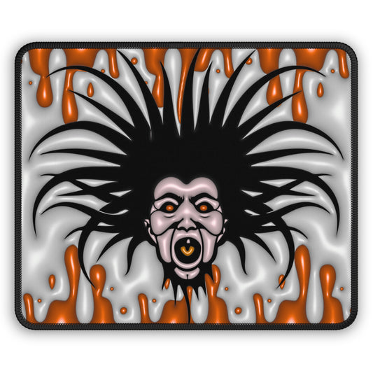Screaming Horror Mouse Pad – 9x7 Neoprene Desk Mat with Fright Face and Orange Drip Design
