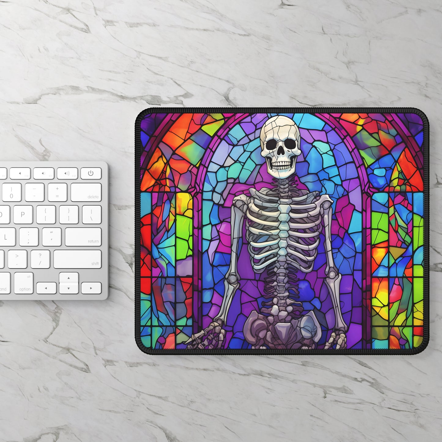 Stained Glass Skeleton Mouse Pad