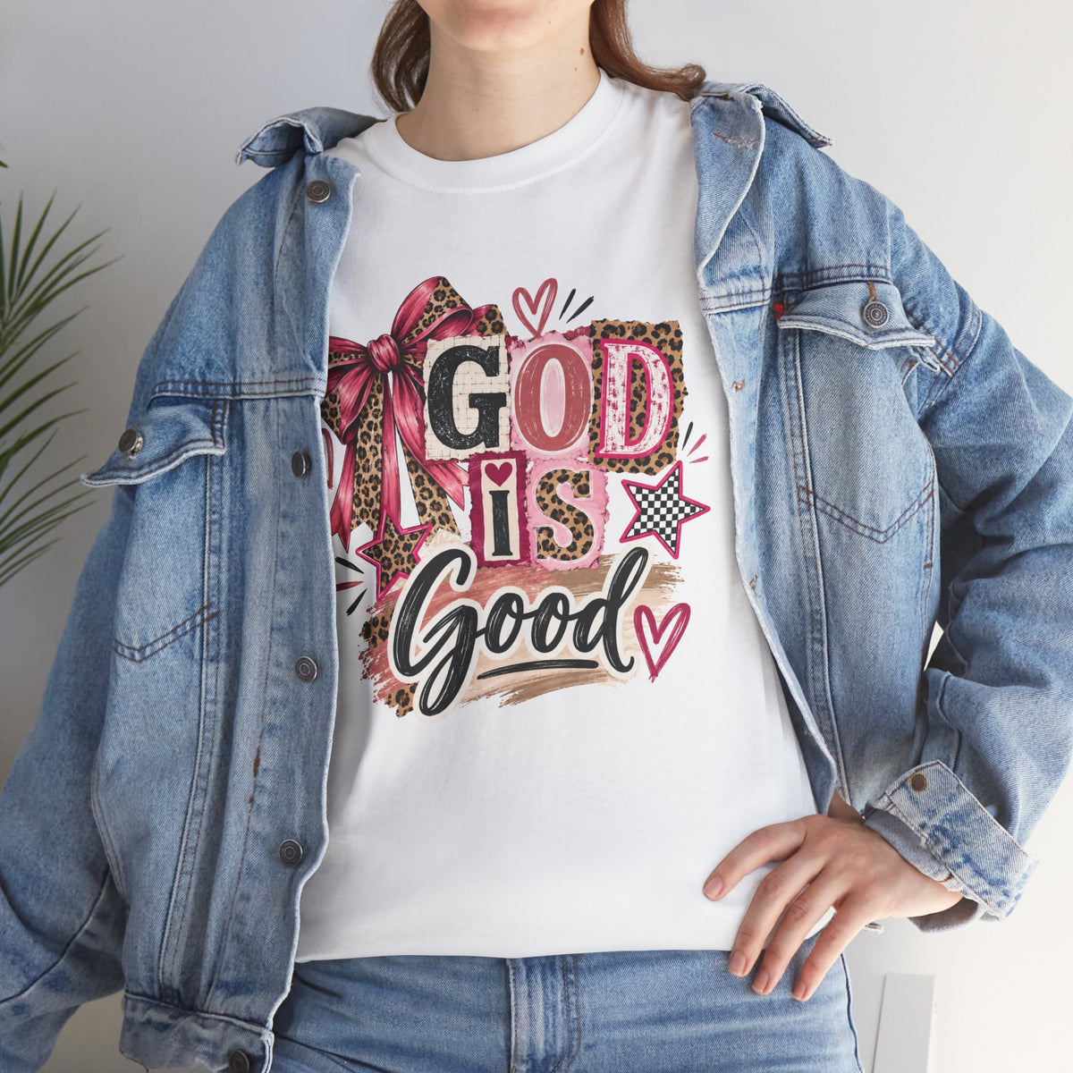 God Is Good Leopard Bow Christian T-Shirt