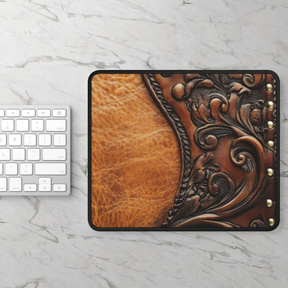 Rustic Tooled Leather Mouse Pad
