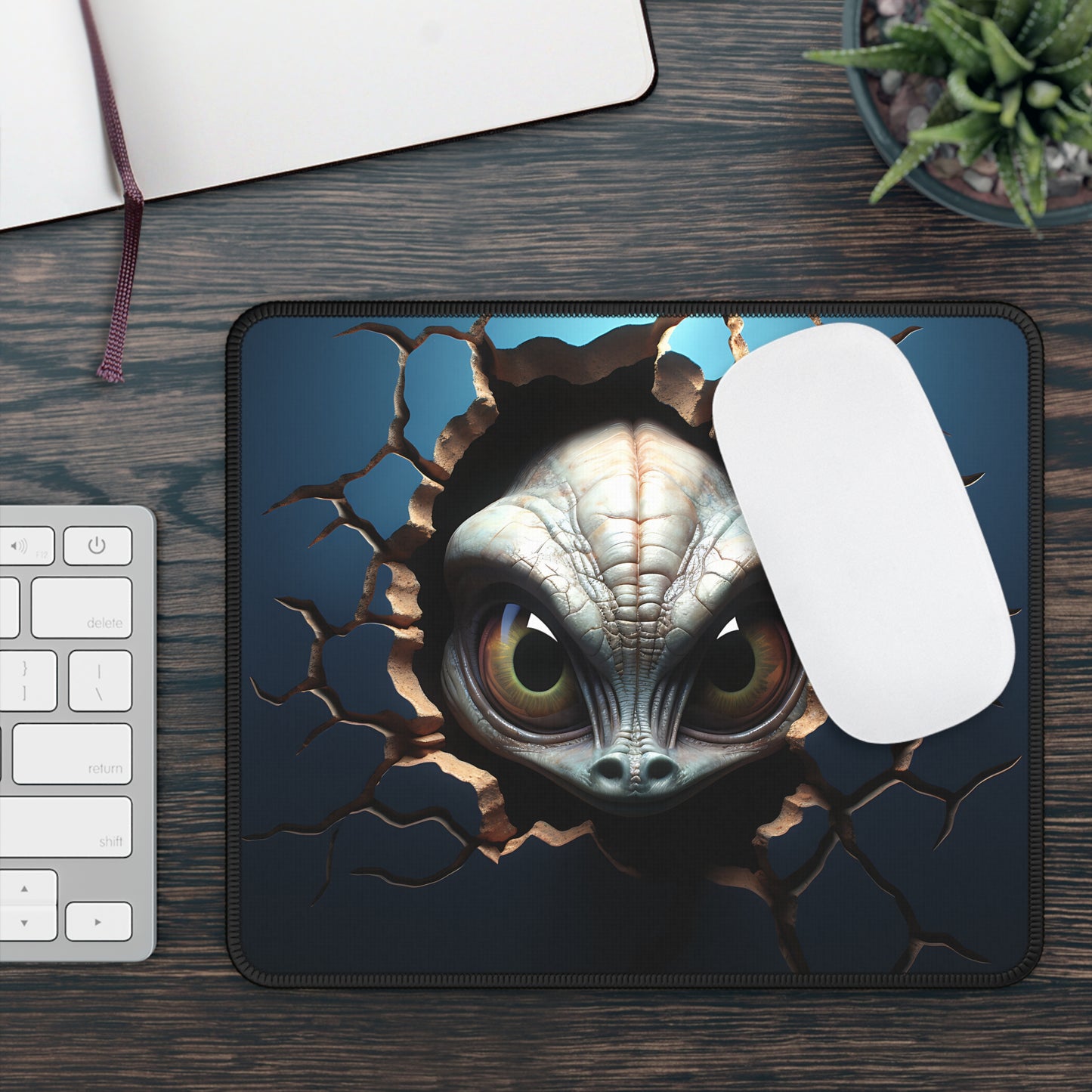 Alien Breaking Through the Wall Mouse Pad
