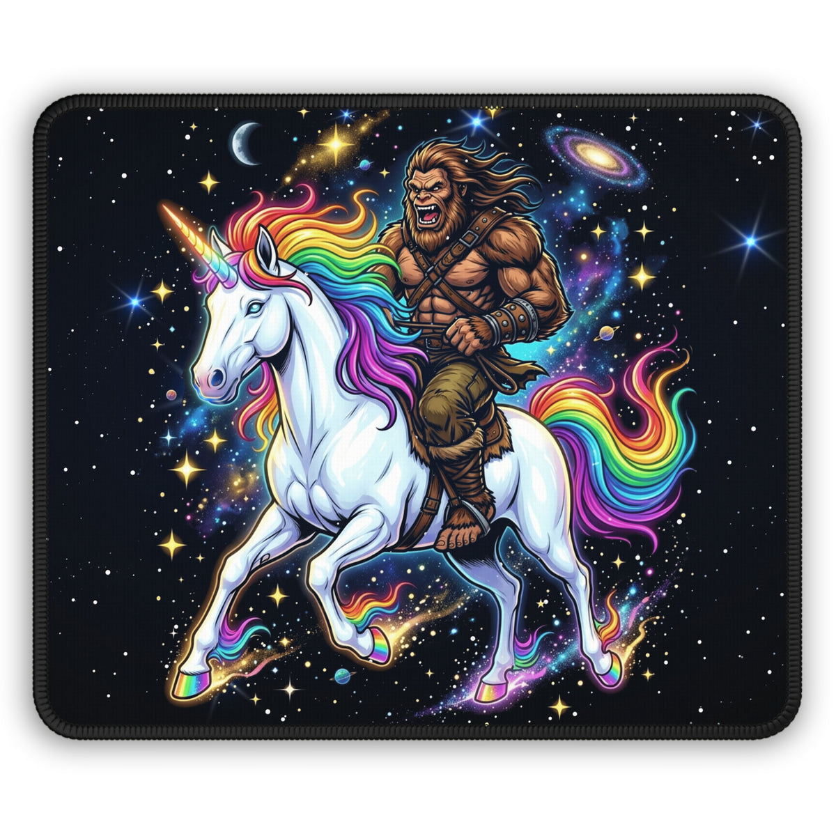 Bigfoot Riding a Unicorn Mouse Pad