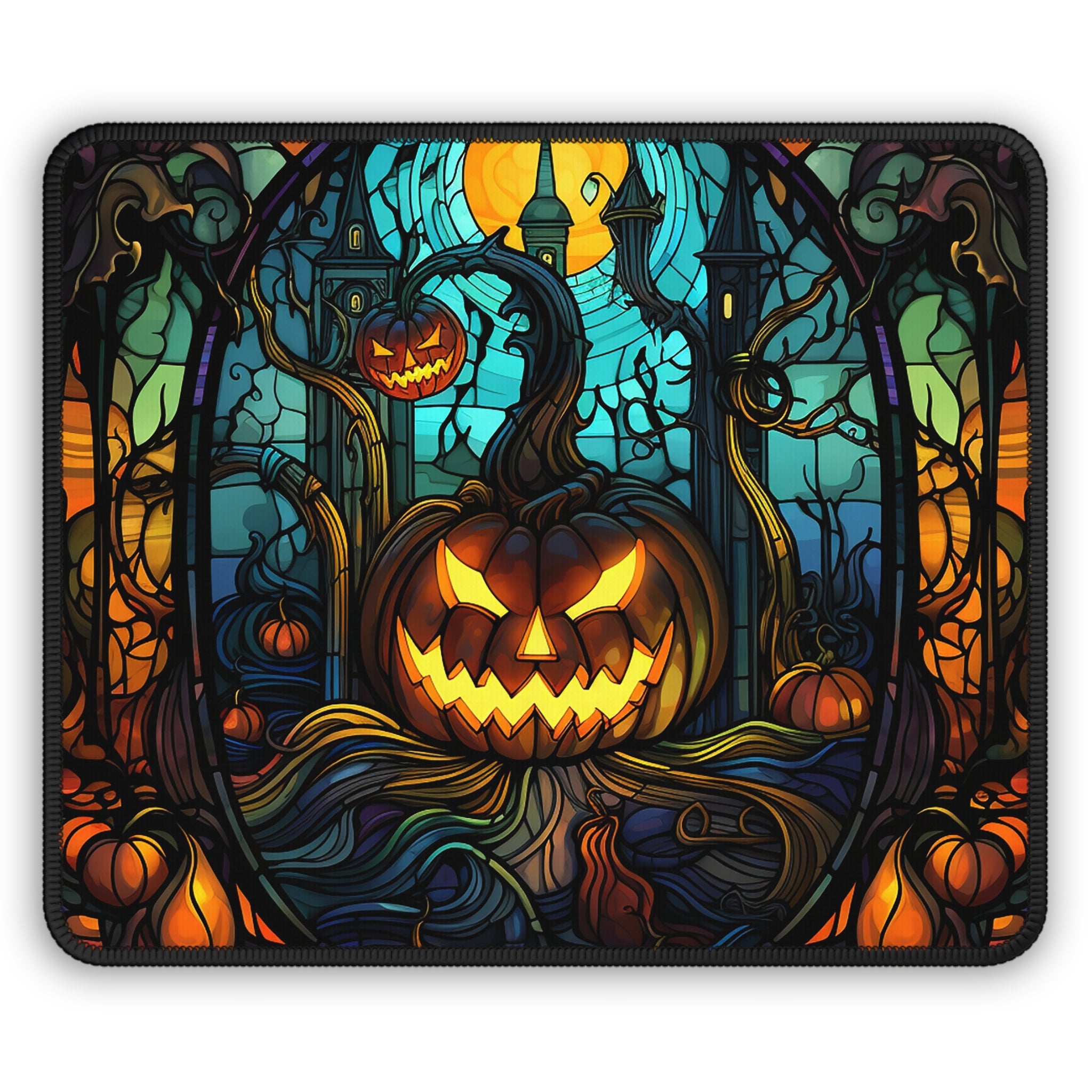 Haunted Pumpkin Stained Glass Mouse Pad