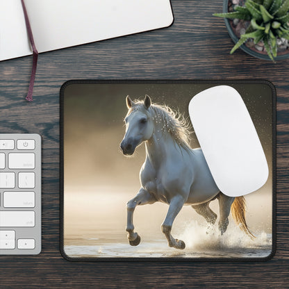 White Horse Elegance Mouse Pad
