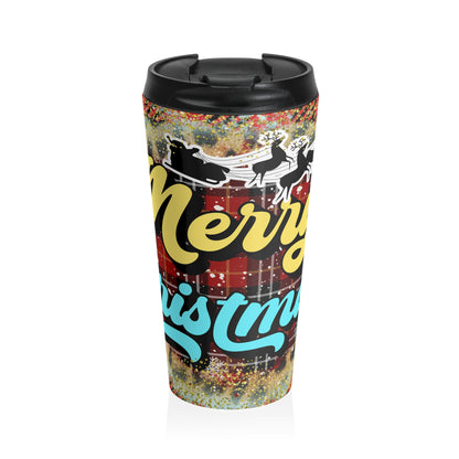 Merry Christmas Plaid Travel Mug