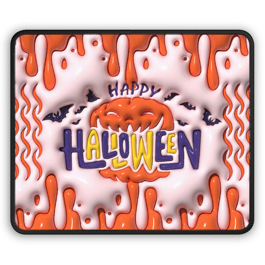 Happy Halloween Mouse Pad – 9x7 Neoprene Desk Mat with Pumpkin and Dripping Orange Design