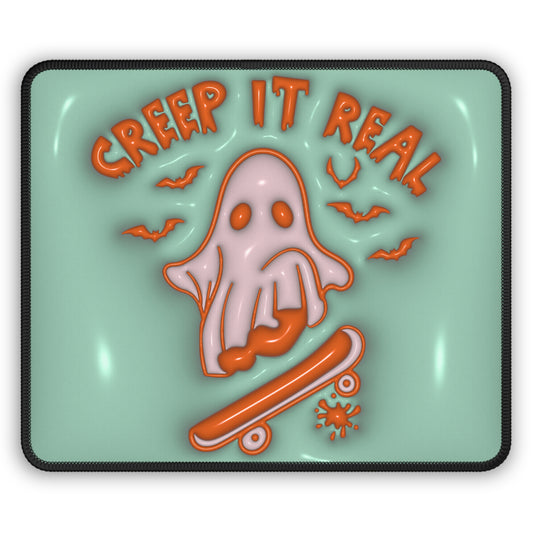Creep It Real Mouse Pad – 9x7 Neoprene Desk Mat with Skater Ghost and Halloween Design Keep your cool (a