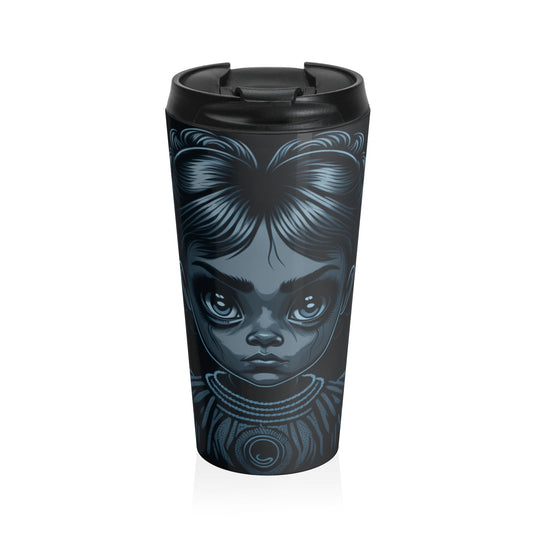 Haunted Doll Stainless Steel Travel Mug – 15oz